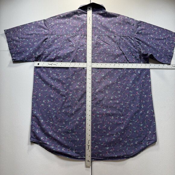 Vintage Columbia Shirt Mens Large Purple Button Down Fly Fishing Print Outdoor - Picture 5 of 8